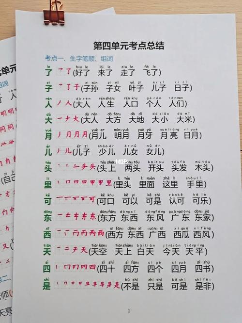 过组词一年级下册，小学一年级下册语文学习笔记  第2张