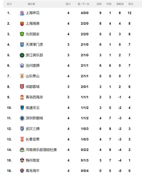 中超预备队联赛2022积分榜，最新战绩与排名  第2张