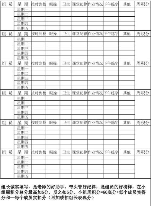 小学生小组积分表记录，如何管理小学生的小组活动积分  第1张