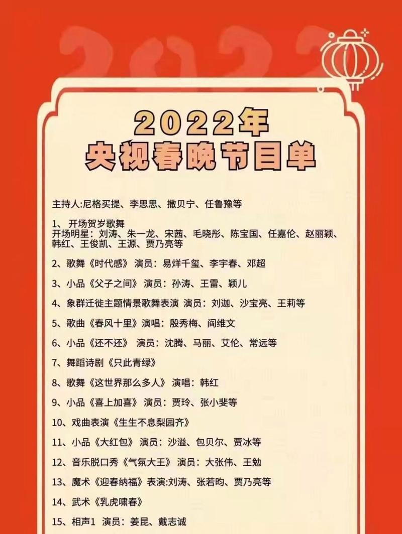 2022年虎年春晚节目单，盘点最精彩的演出节目  第1张